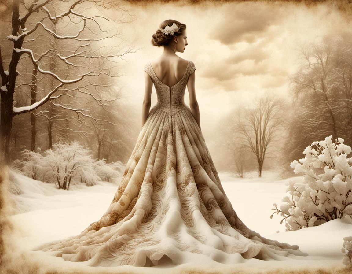 Snow and Ice Dress Collage Art