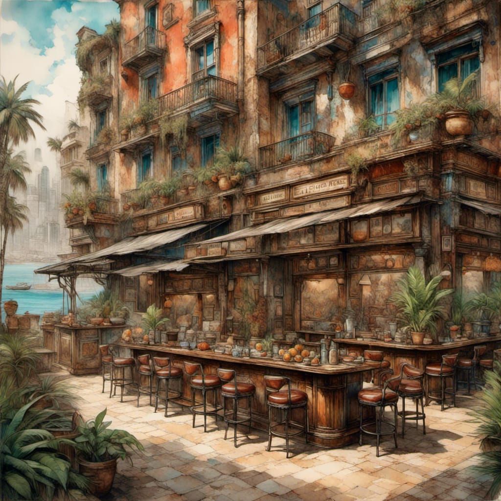 Miami Beach Brunette in Vaporwave Sunset