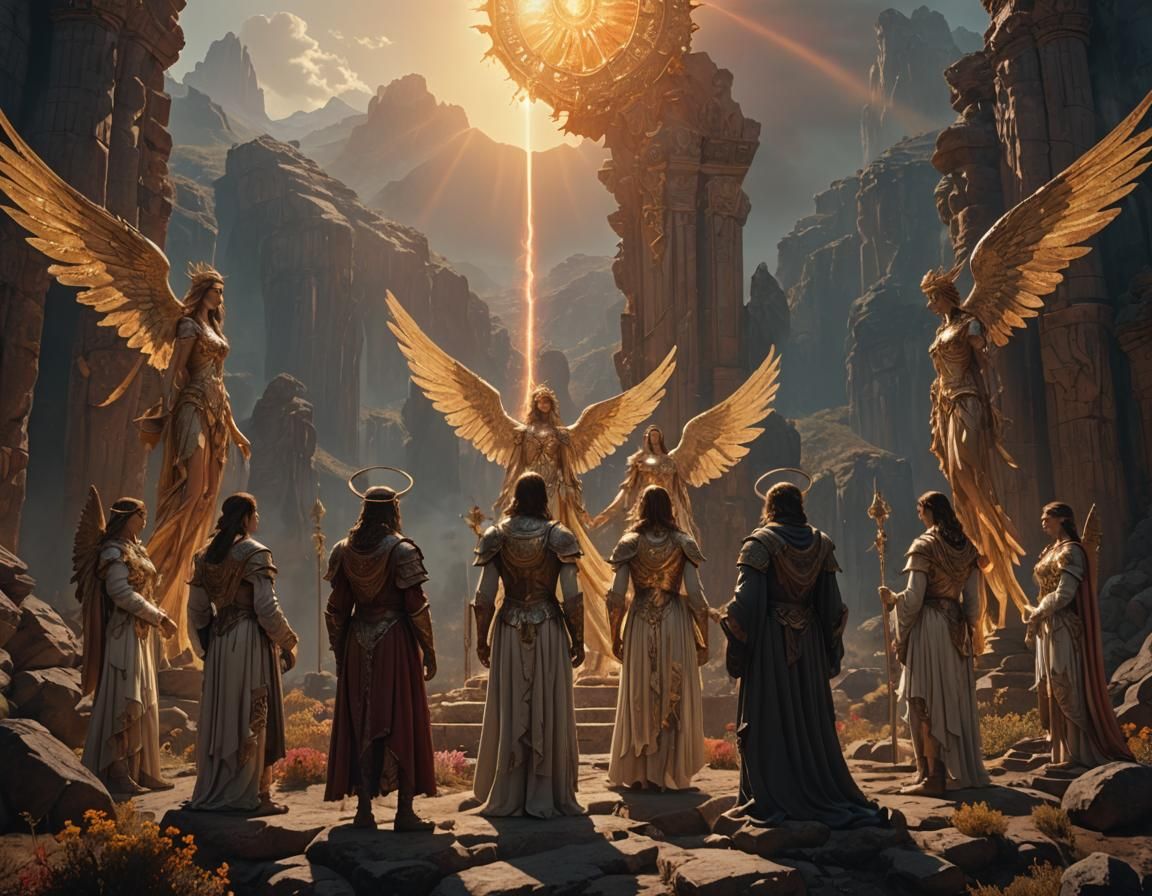 A meeting of angels and mortals at the alter of the sun