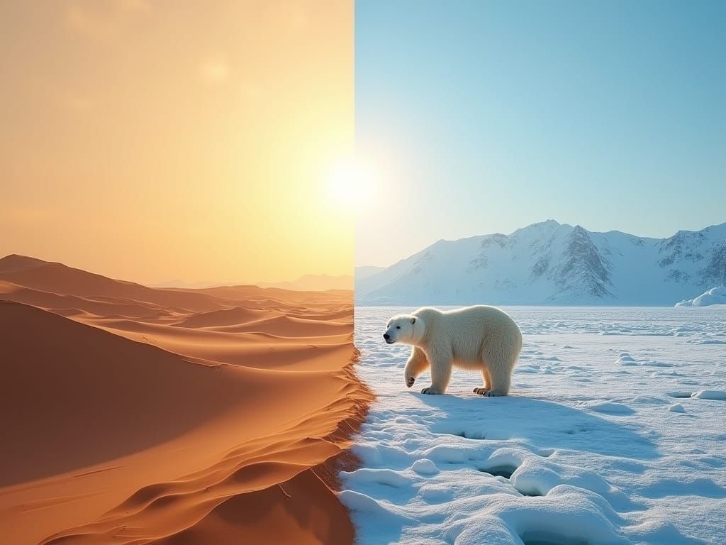 Sahara Desert Meets Arctic Ice in Split Scene