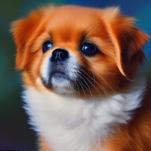 Fluffy Dog Portrait in Impressionist Style