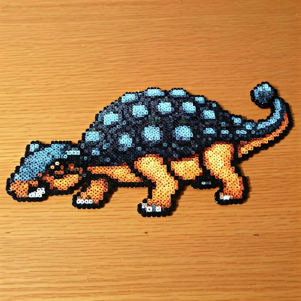 Fused Plastic Bead Ankylosaurus Art