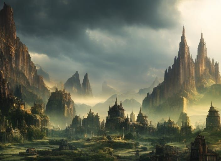 Epic Stone Castle in Dark Fantasy Concept Art