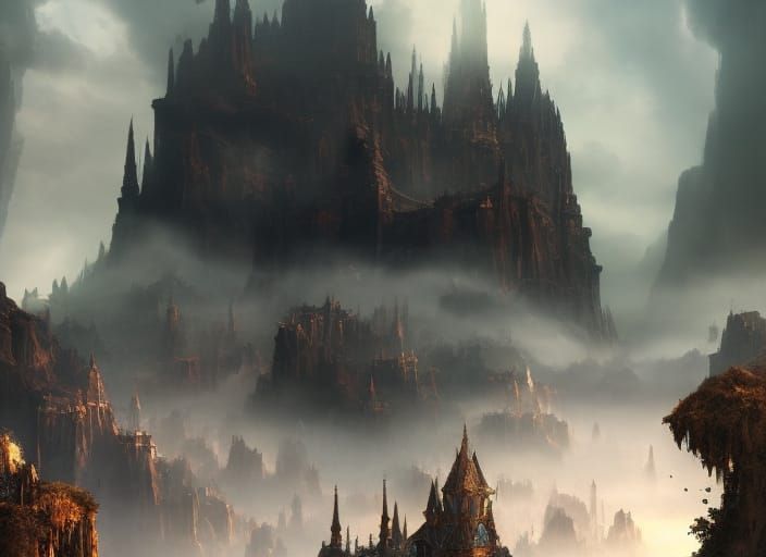 Epic Stone Castle in Detailed Digital Painting
