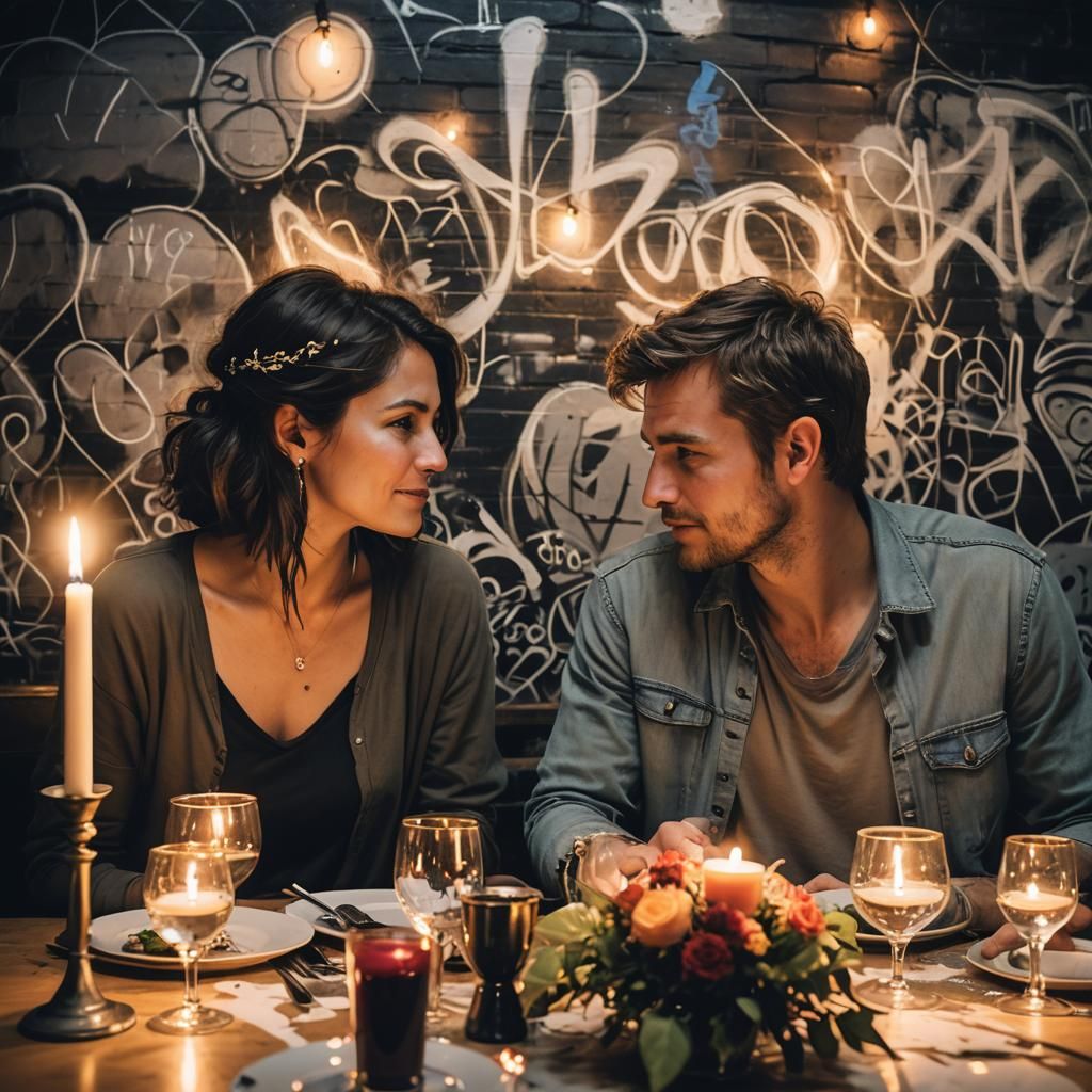Romantic Graffiti Dinner by Candlelight
