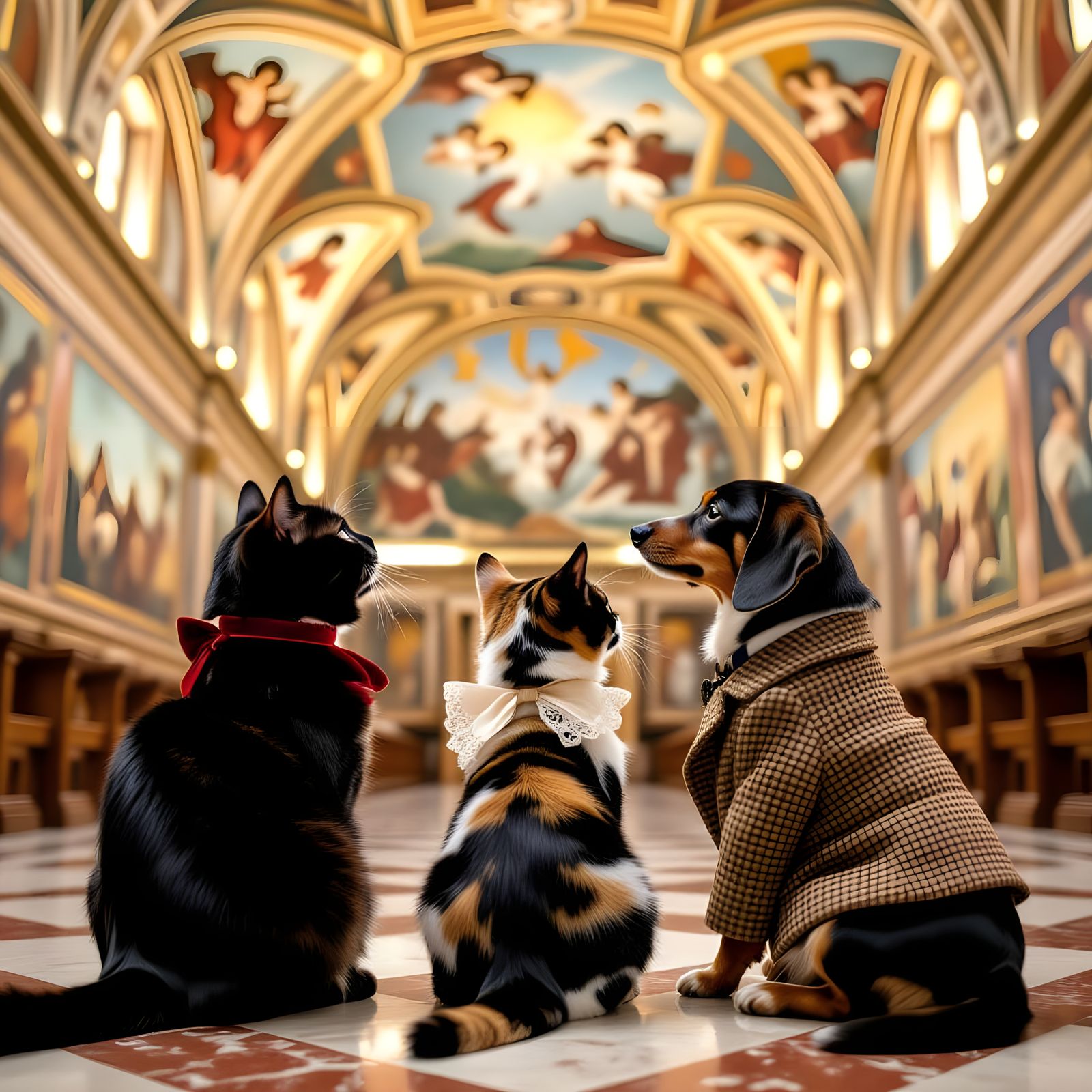 Cats and Dog Study Sistine Chapel Ceiling