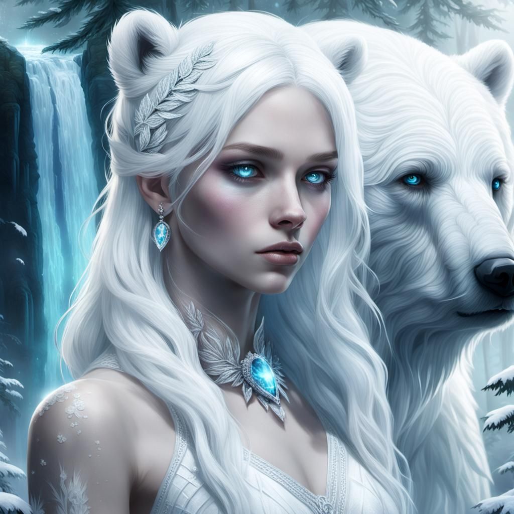 Diamond-Eyed Girl in White Winter Forest, Concept Art
