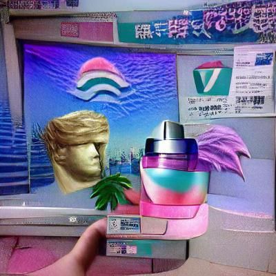 Vaporwave Dreamscape in Neon Hues