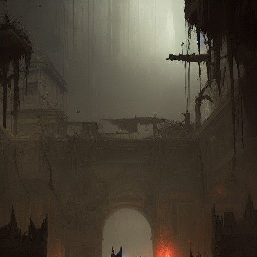 Sinister Ruin: A Haunting Digital Painting