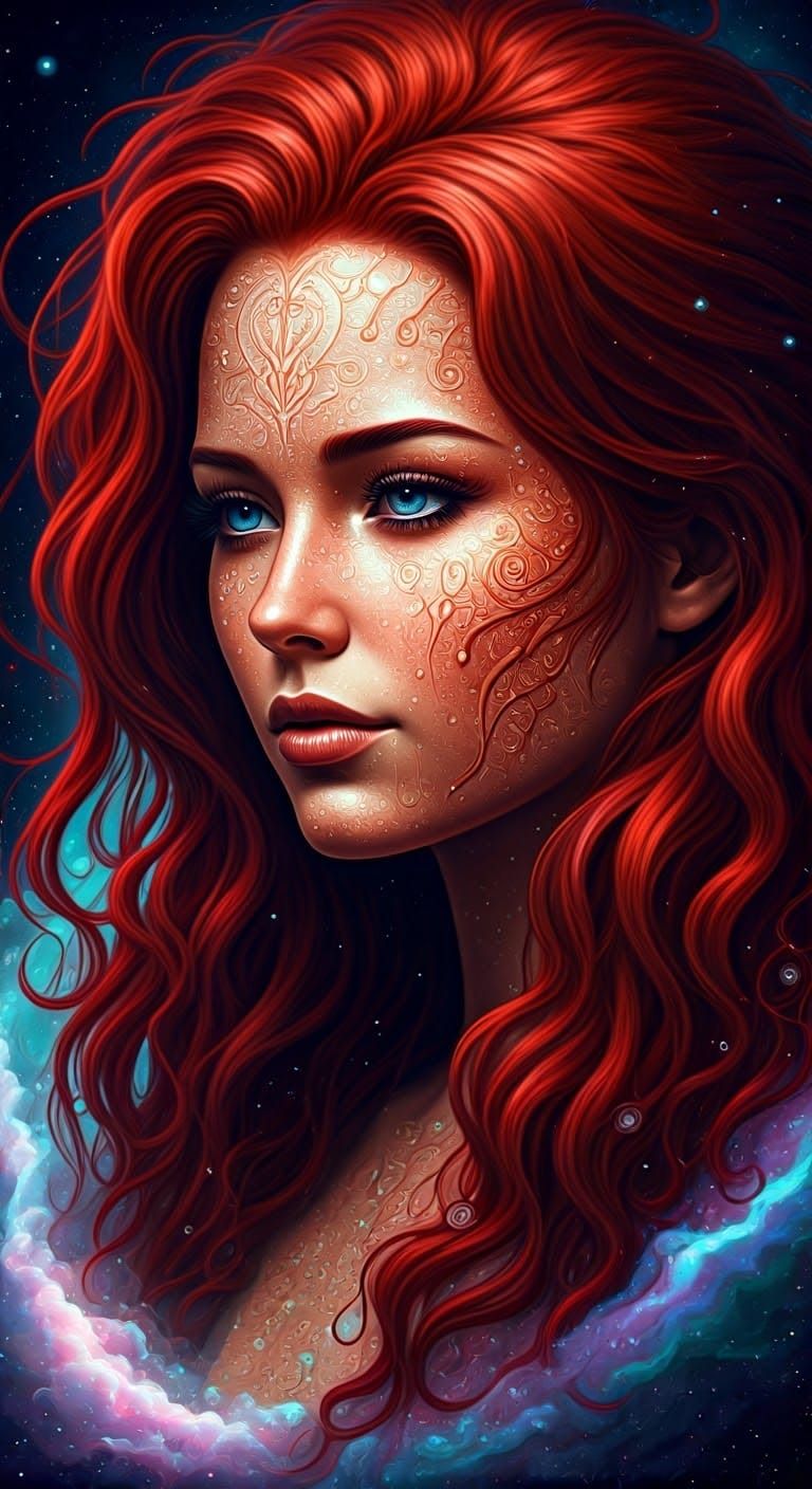 Martian Woman Emerges from Cosmic Nebula