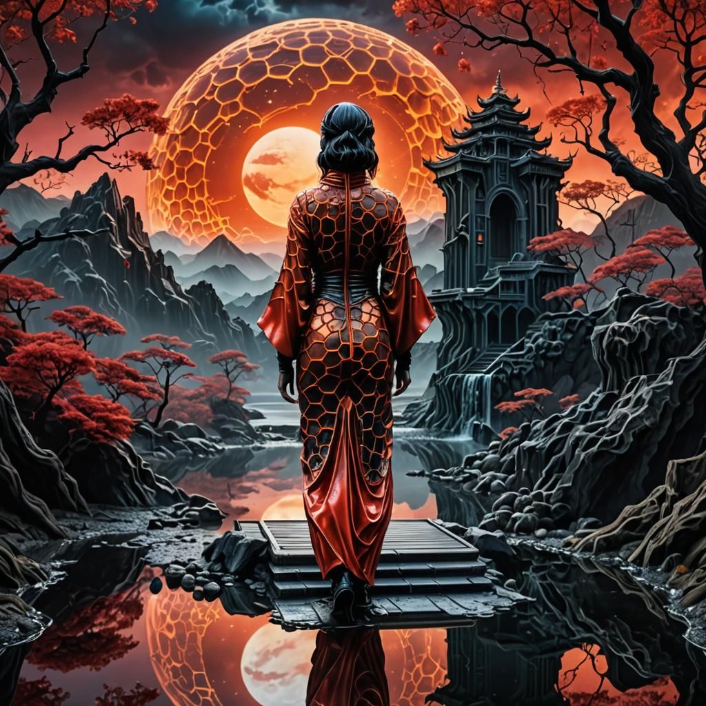 Honeycomb Stairway to Heaven with Japanese Woman