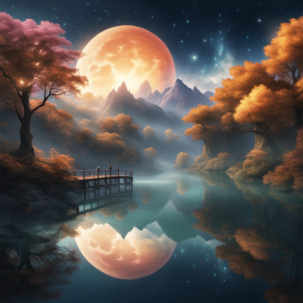 Ethereal Bridge Connecting Two Realms at Dawn and Dusk