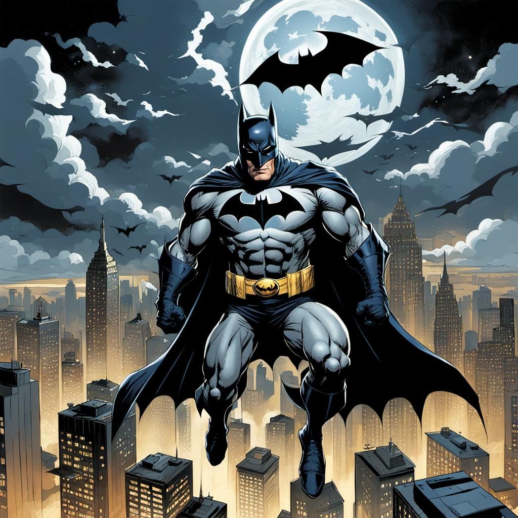 Batman Kite Soars Over City: Comic Book Art