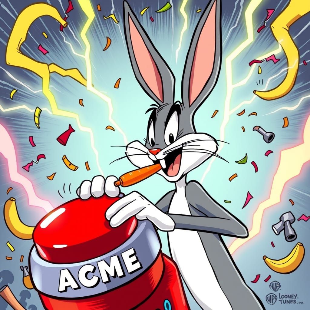 Bugs Bunny Pushes the ACME Big Red Button
