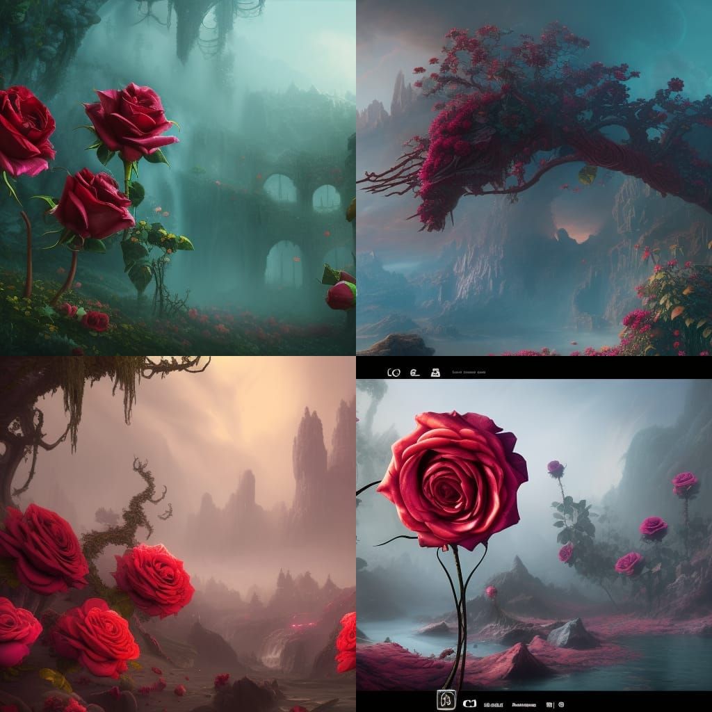 Detailed Matte Painting of a Dying Rose
