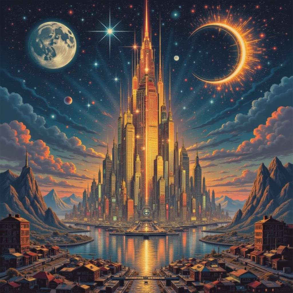 Enchanted Silver City Metropolis on the Moon