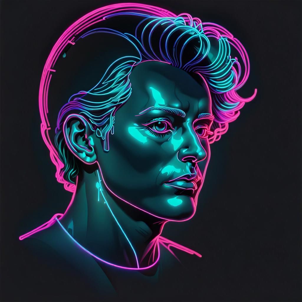 Synth-Neon Line Drawing Art