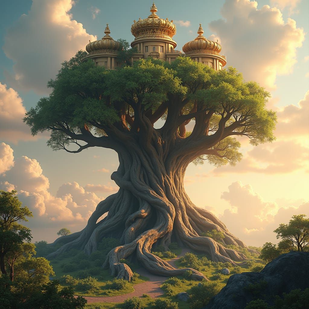 Majestic Crest on Ancient Root in Golden Light