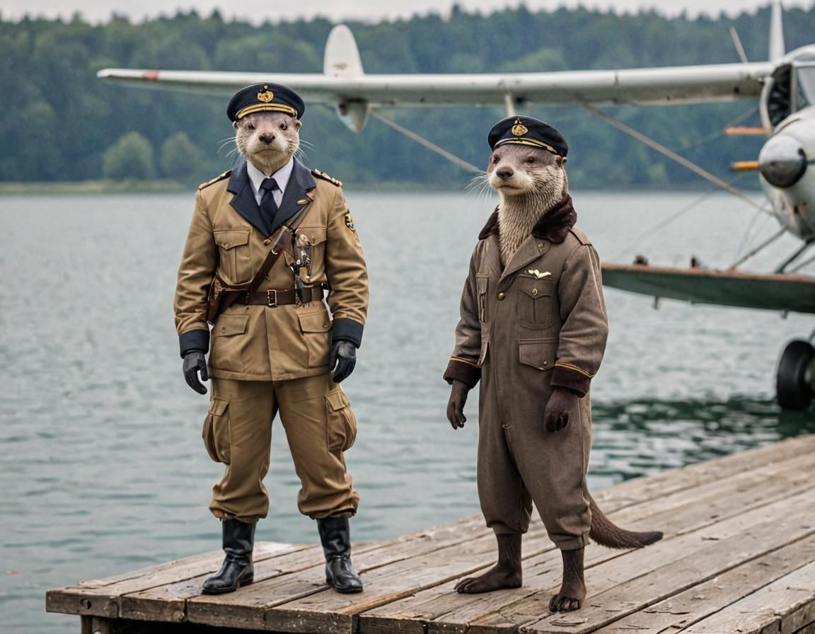 Otter Pilot and Seaplane on Lake Jetty