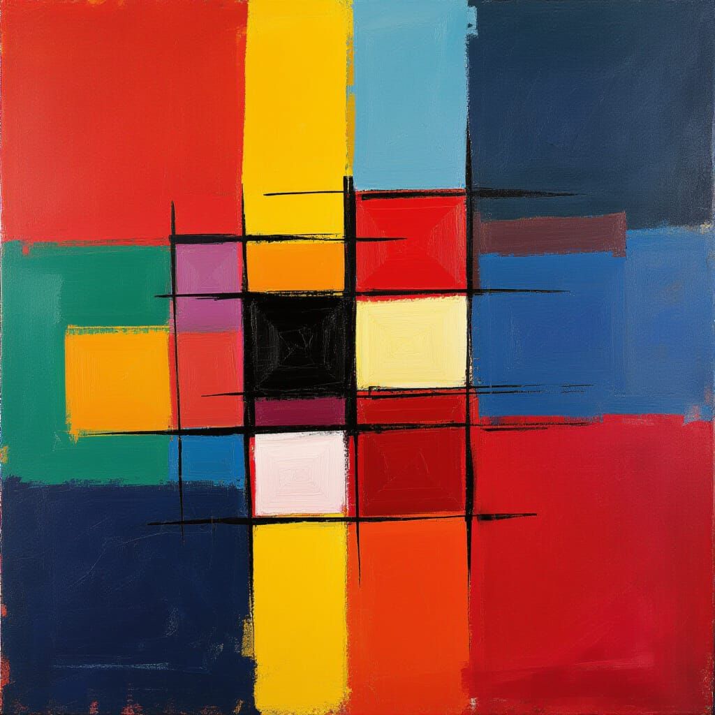 Vibrant Abstract Composition in Expressionist Style