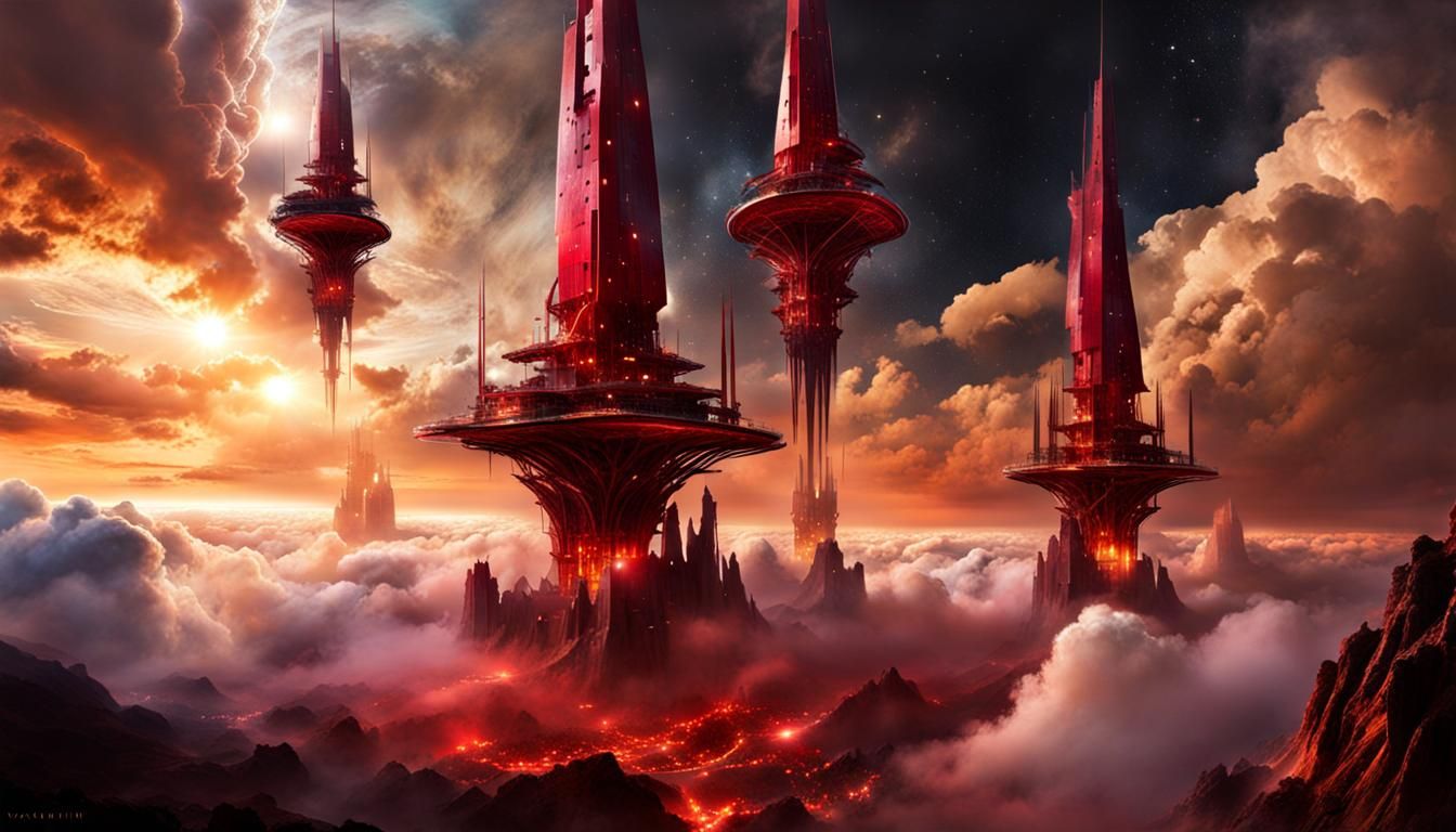 Futuristic Towers in Clouds: A Spellbinding Vision