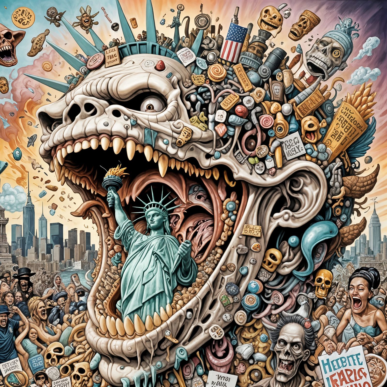 Airbrush Art: Lady Liberty in Nested Mouths