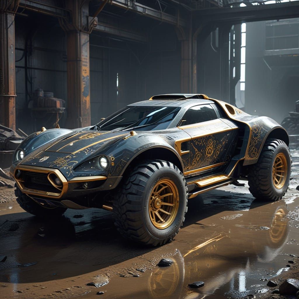 Futuristic Porcelain Bathtub Off-Roader in Industrial Design...