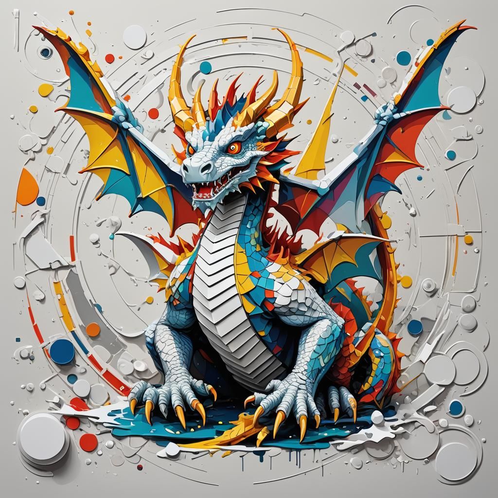 Cartoon Dragon in 3D Pop Art Style
