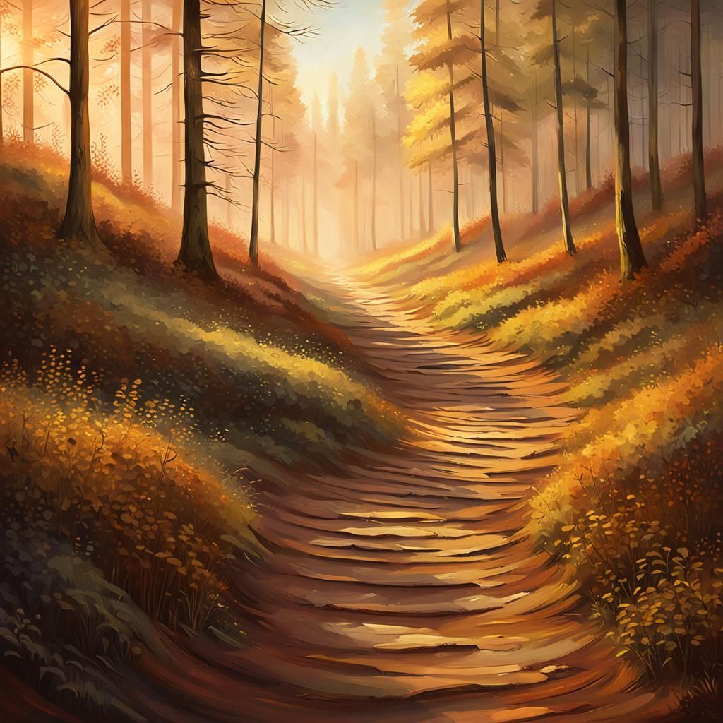 Earthy Panoramic Landscape in Oil Painting Style
