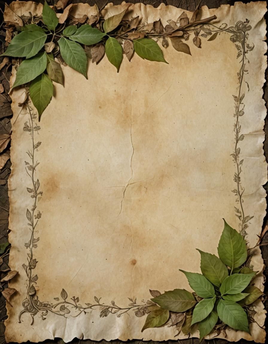 Fantasy Parchment with Leaf Motif Border