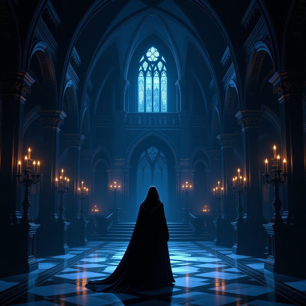 Night Court Figure in Gothic Grandeur