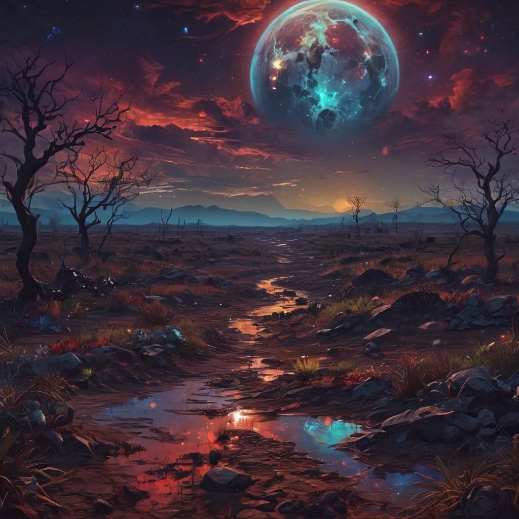 Surreal Astral Landscape Inspired by Pablo Amaringo