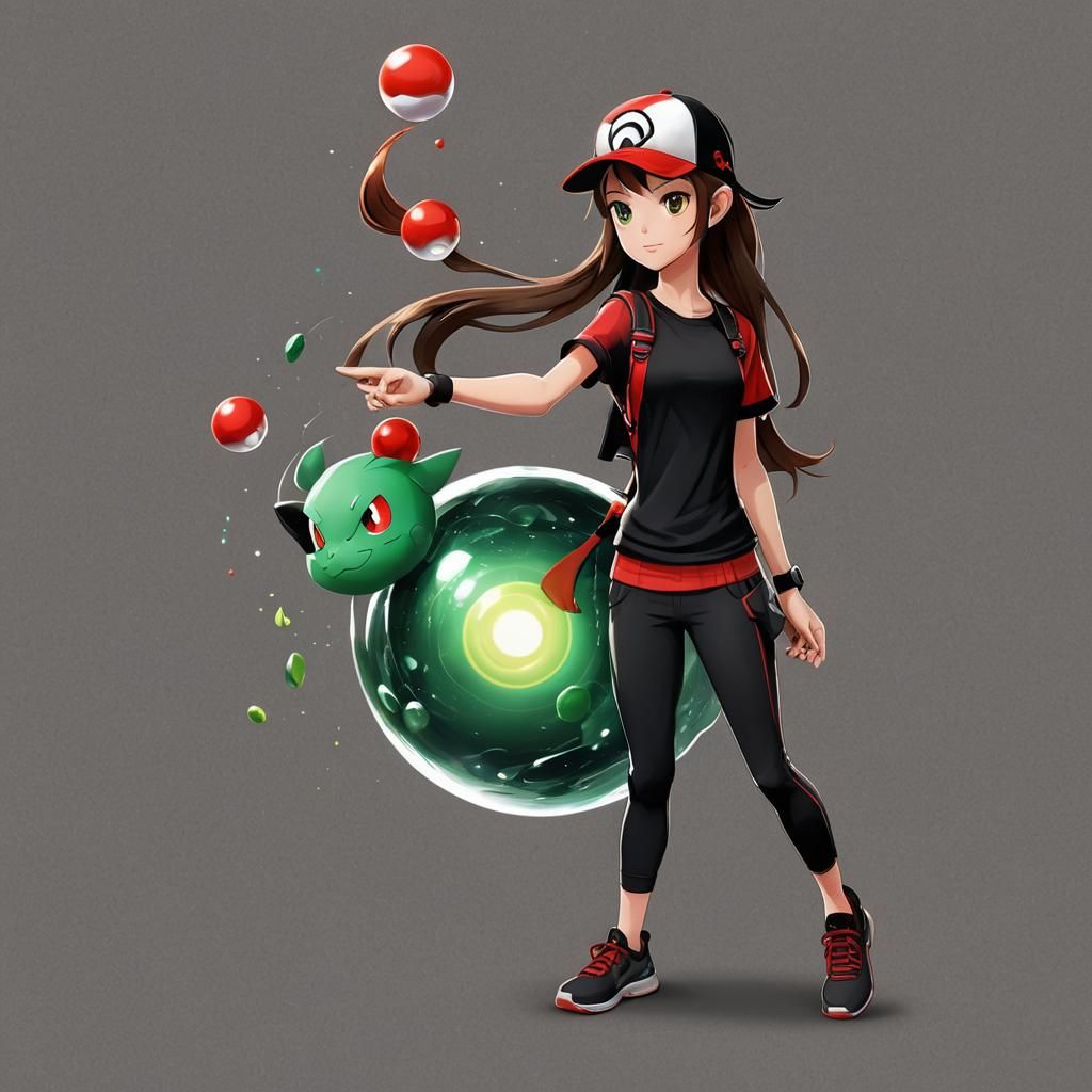 Pokemon Trainer with Pokeball in Detailed Digital Art