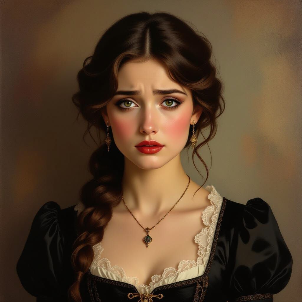 Elegant Woman in Vintage Style Oil Painting