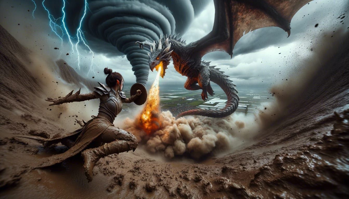 Epic Dragon Battle Scene