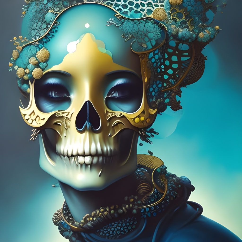 Honey Drip Skull with Fractal Honey Paint