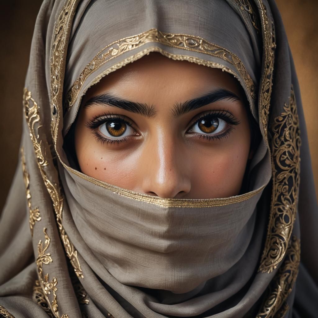 Afghan Woman in Niqab: Photorealistic Portrait