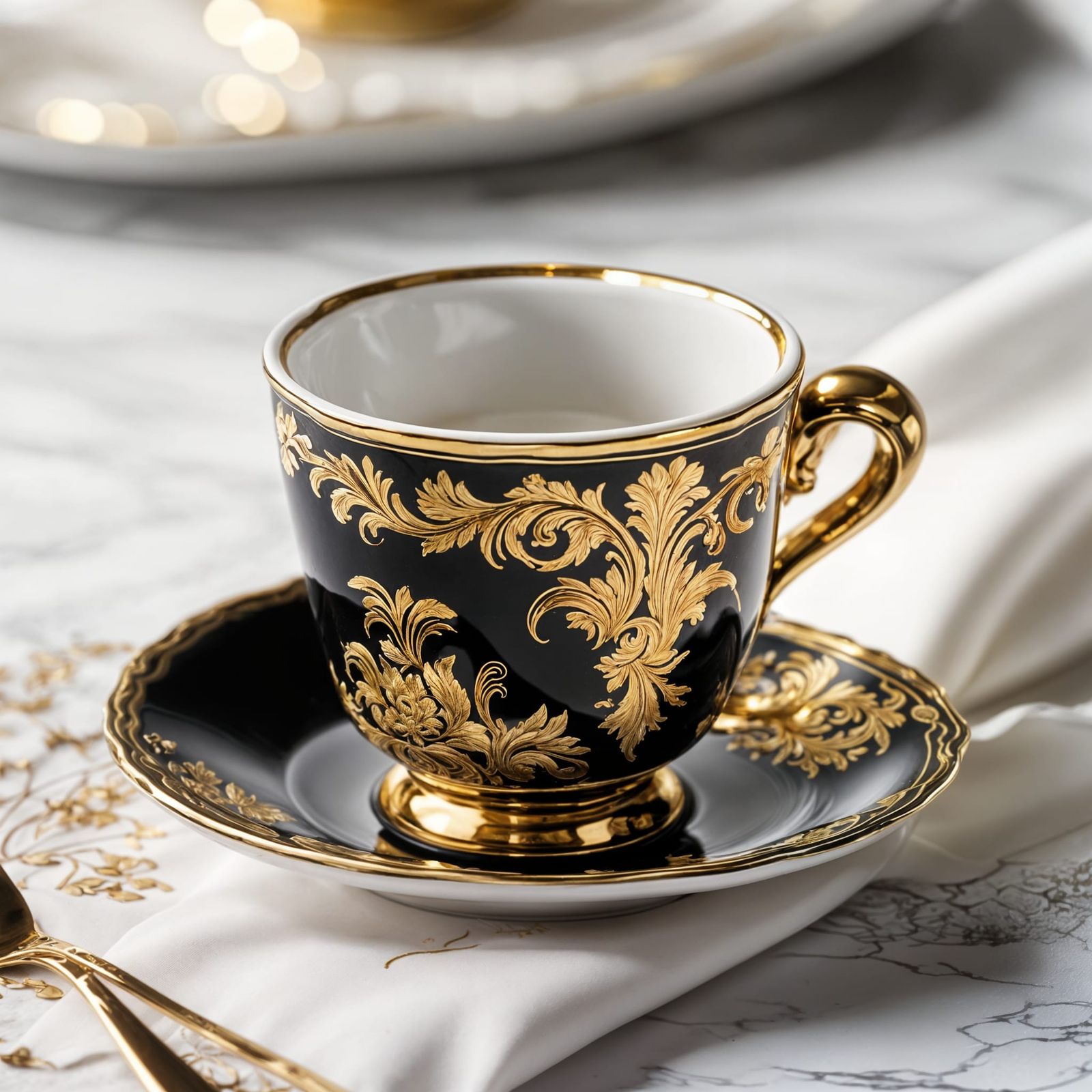 Delicate Baroque Coffee Mug in Parisian Café