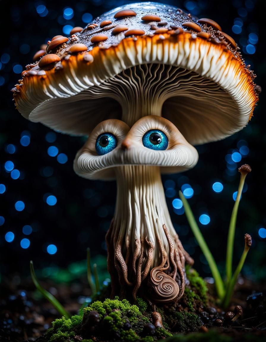 Illuminated Forest Shroomscape with Pixie