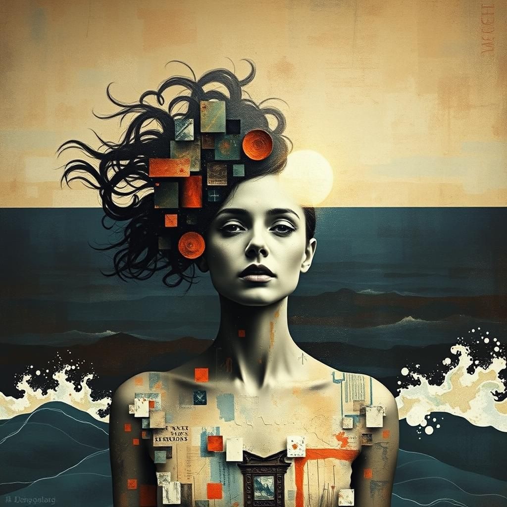 Abstract Expressionism: Mysterious Woman in Mixed Media