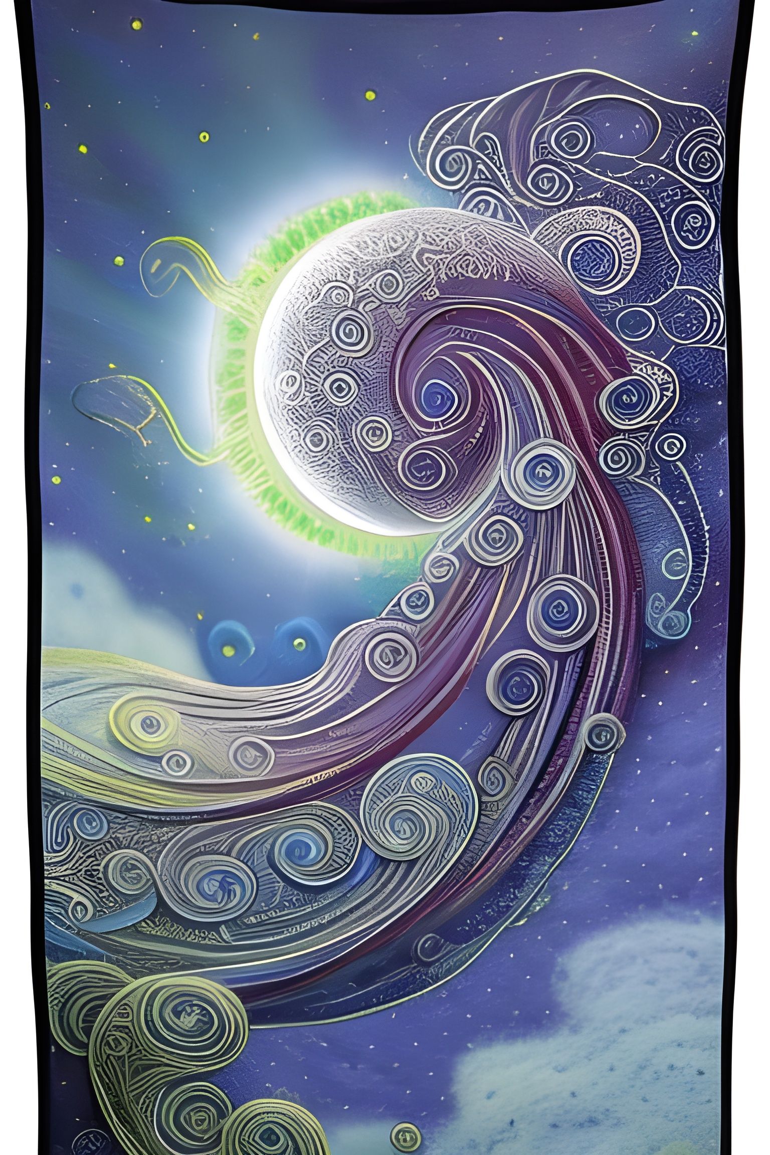 Detailed Solar Eclipse with Swirling Clouds