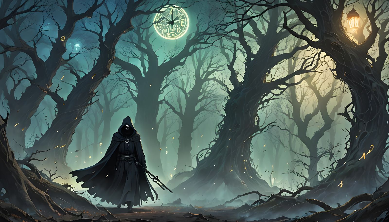 Grim Reaper in Misty Forest with Anime Accents