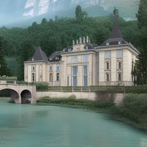 Elegant French Mansion by River: Matte Painting