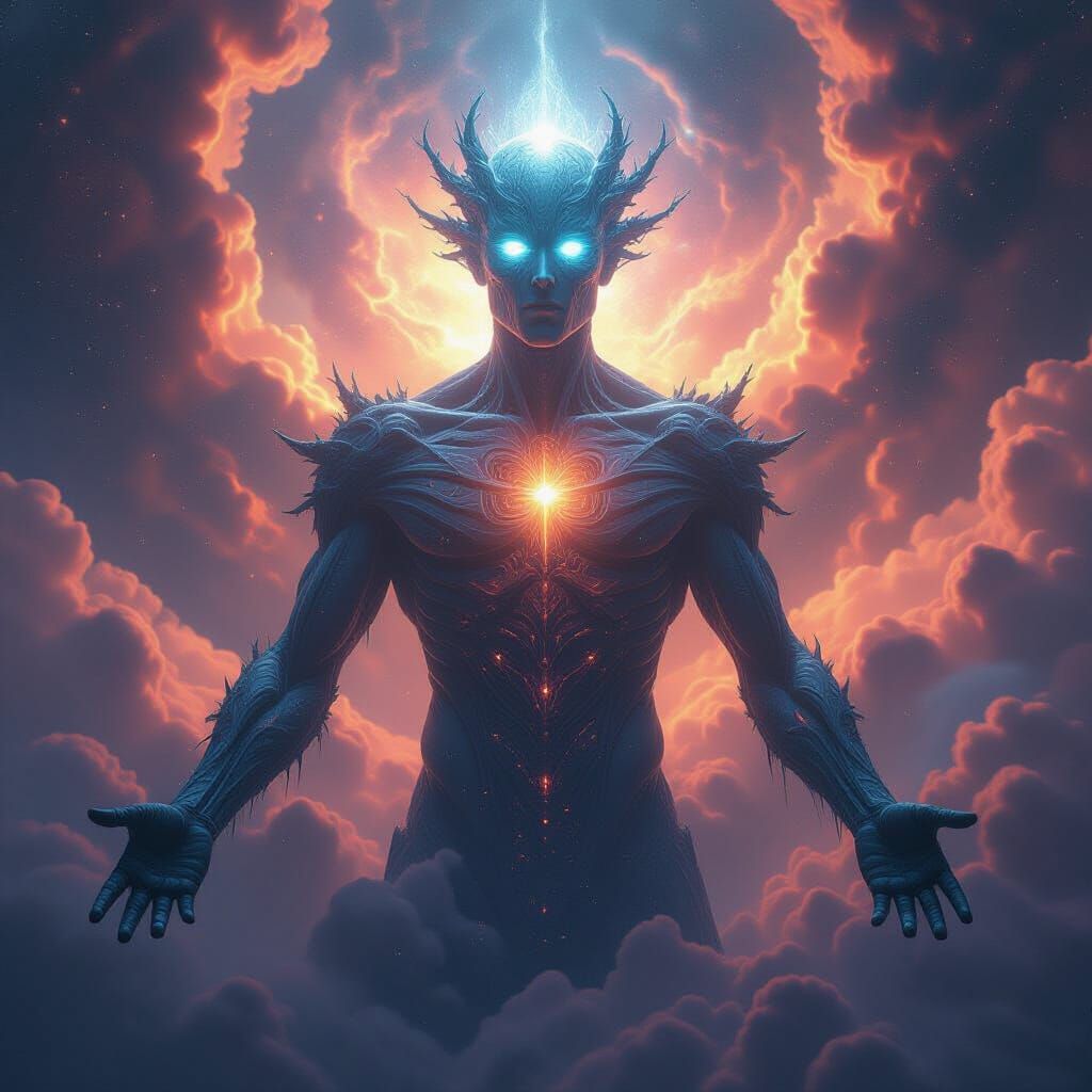 Fractal God Entity Manifesting in Cosmic Void