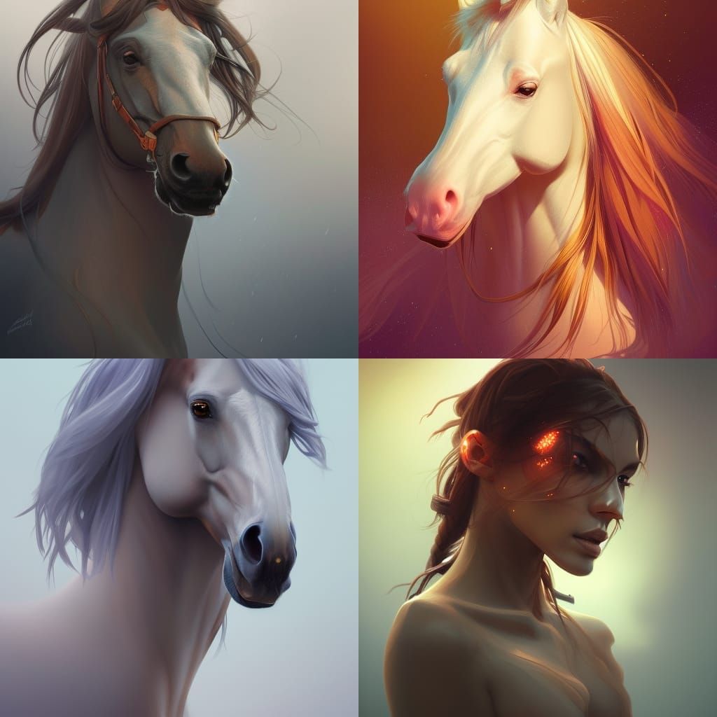 Hyperdetailed Horse Portrait in Art Nouveau Style