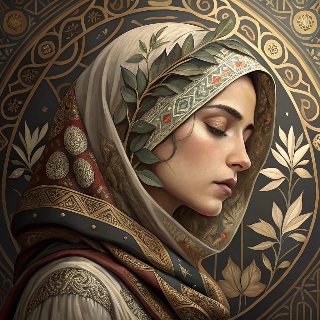 Elegant Palestinian Woman in Art Deco Splendor