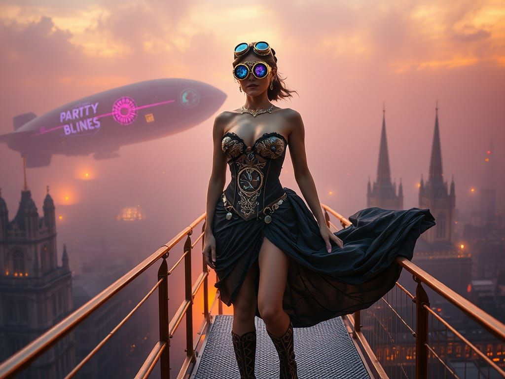 Steampunk Aviatrix Soars Above Victorian London
