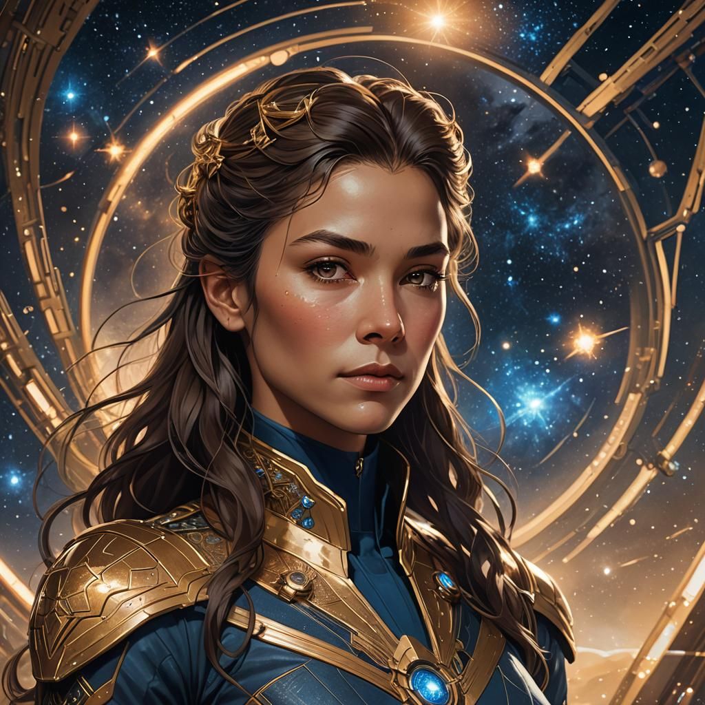 Starship Captain Portrait in Art Nouveau Style