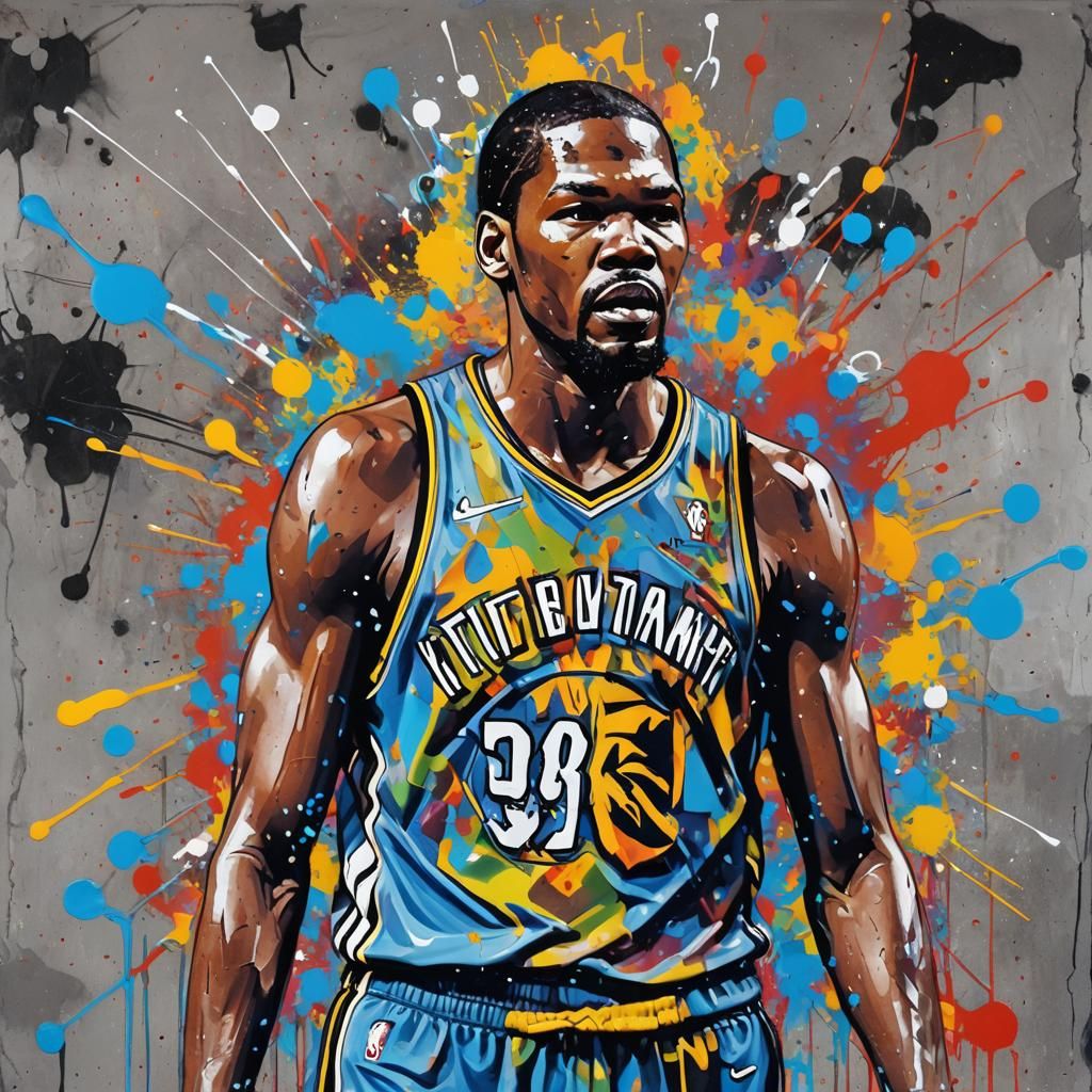 Kevin Durant NBA in Graffiti Splash Art Style