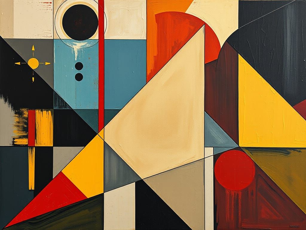 Geometric Shapes in Cubist Style with Bold Brushstrokes